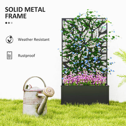 Metal Raised Garden Bed with Decorative Privacy Panel
