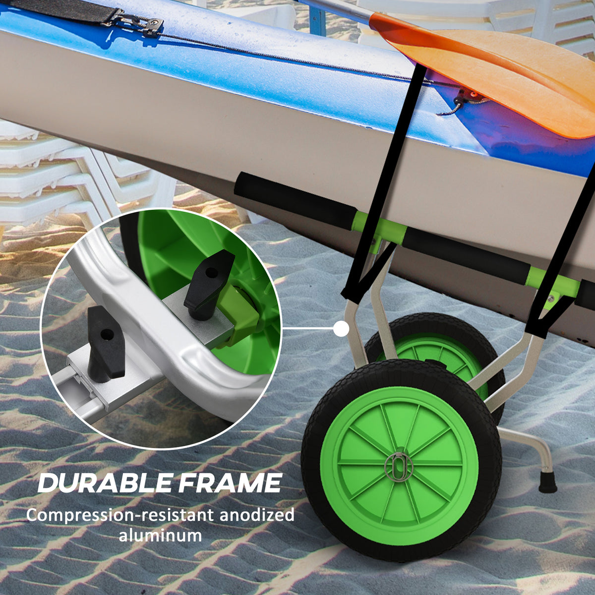 Adjustable Width Aluminum Kayak Cart Dolly