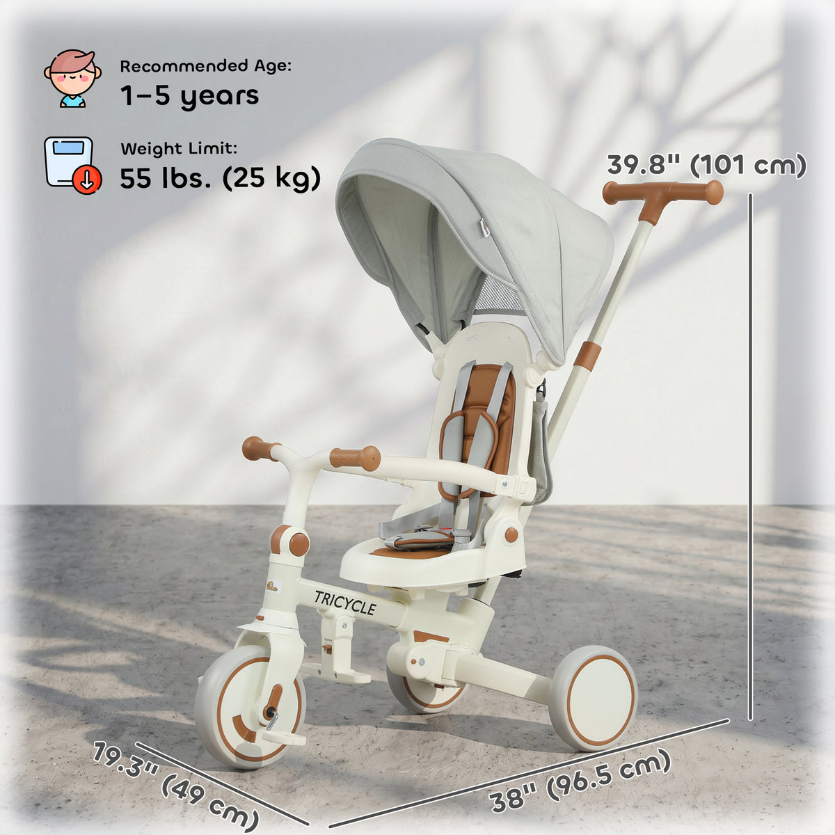 9-in-1 Convertible Tricycle with Safety Harness