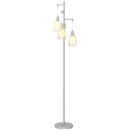 Industrial Floor Lamp 3 Hanging Cage Shades, Dimmable