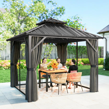 3x3m Gazebo Hardtop Galvanized Steel Aluminum Frame Dark Grey