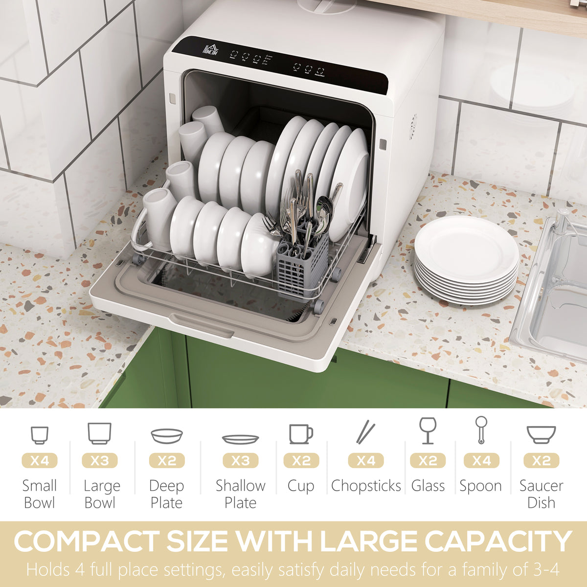 Portable Countertop Dishwasher 4 Place Settings 5 Programs