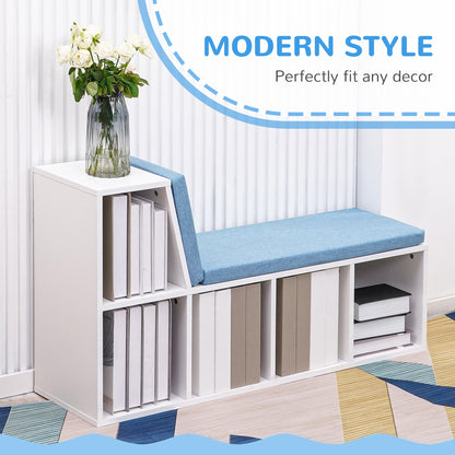 5-Cube Bookcase with Cushioned Reading Bench
