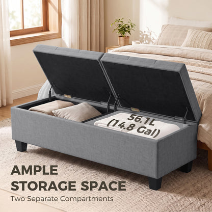 Tufted Storage Bench with Dual Lids