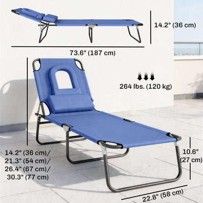 Tumbona plegable con orificio facial ajustable