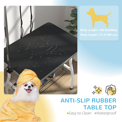 Mesa de peluquería para perros con brazos ajustables y plataforma de goma