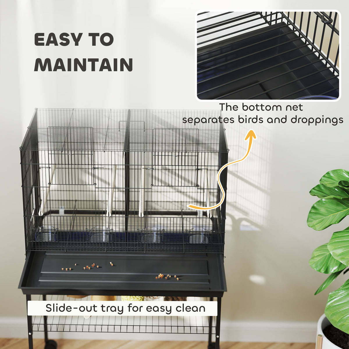 ਸੰਯੋਜਕ ਵਾਲਾ ਪਾਰੀਂਆਂ ਲਈ ਵੱਡਾ ਪੰਛੀ ਪਿੰਜਰਾ