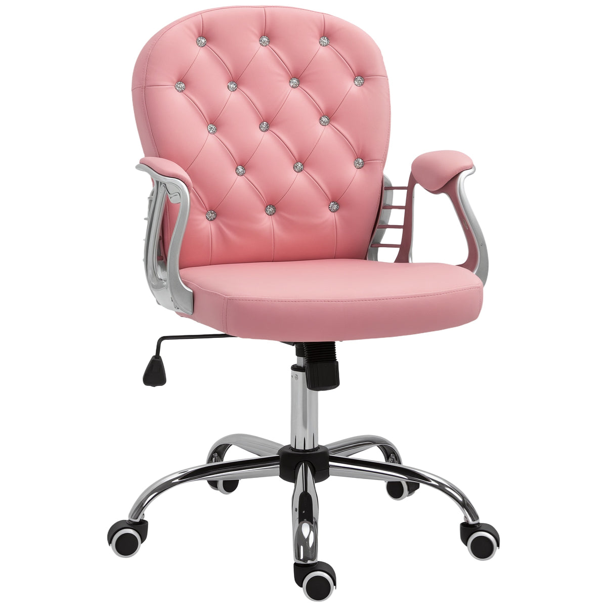 Office chair tufted synthetic leather decorative crystals