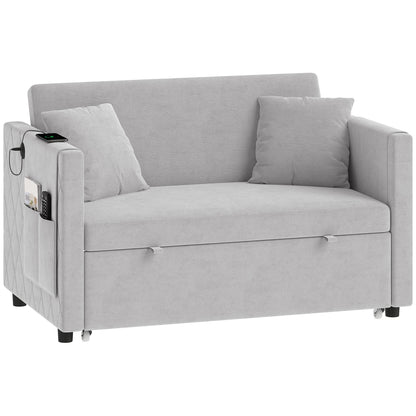 Sofá cama convertible de terciopelo con puertos USB