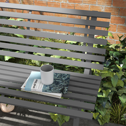 Outdoor patio bench aluminum two-seater — gray