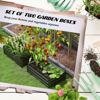 Galvanized Raised Garden Beds Set of 2 Outdoor