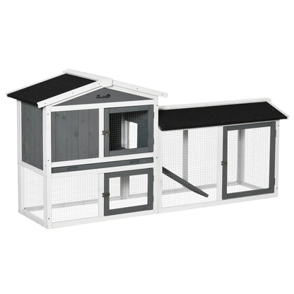Wooden Rabbit Hutch 69 inches with Run Box