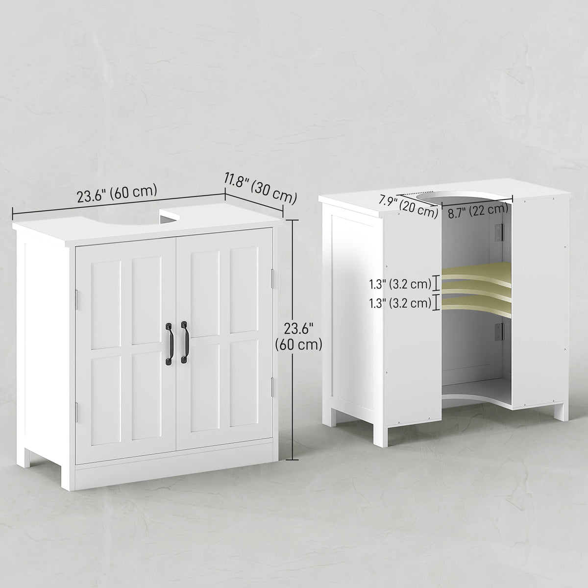 Under Sink Cabinet Double Door with Adjustable Shelf