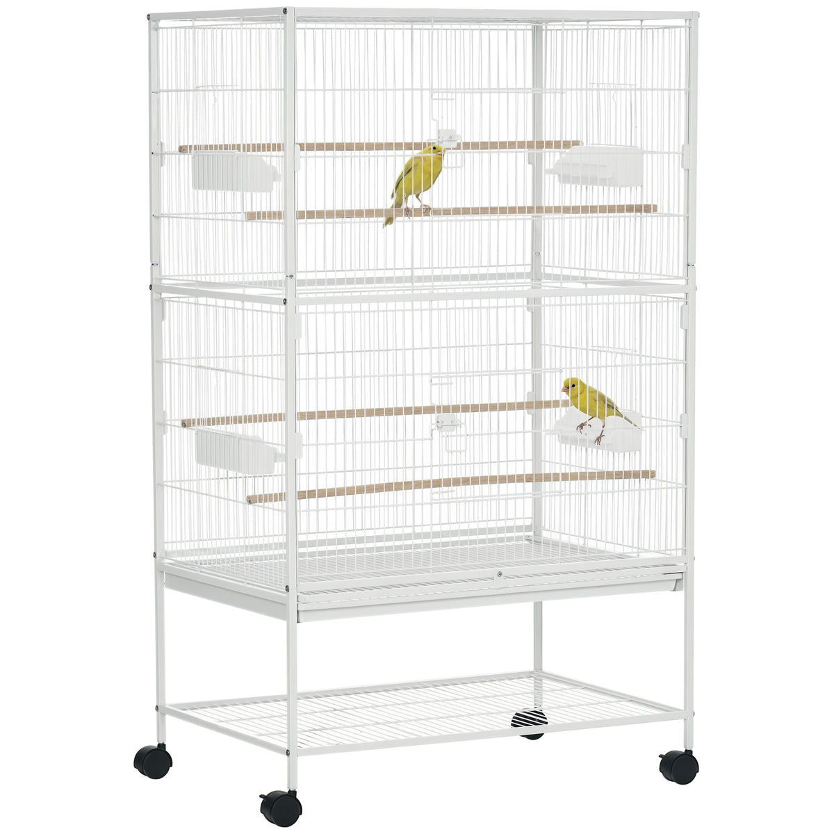 Large Rolling Steel Bird Cage with Perches and Stand