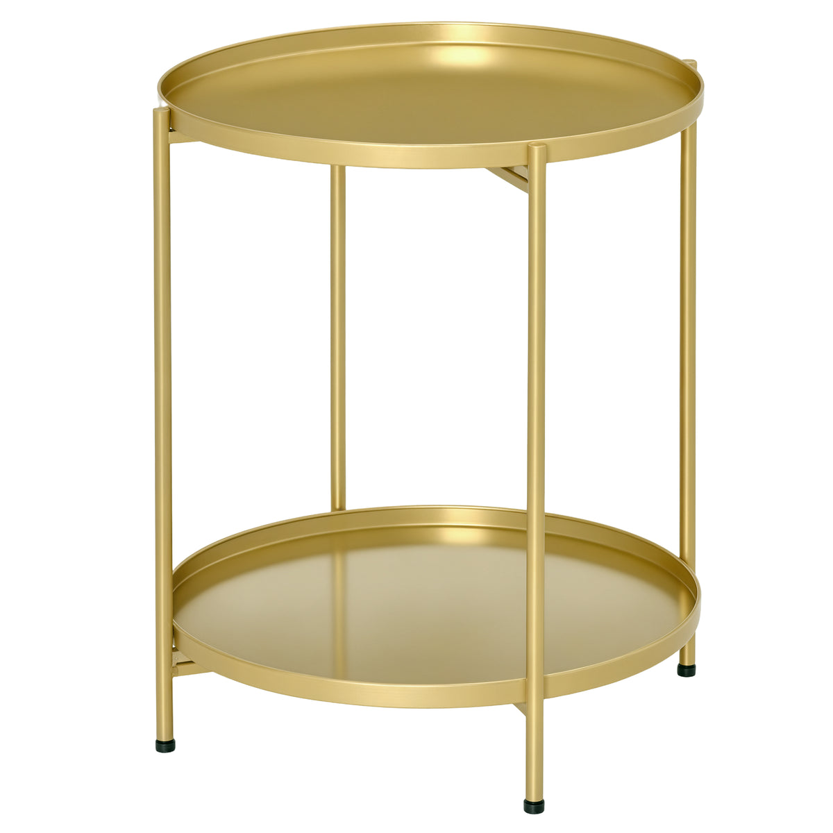 Round 2-tier side table with removable trays