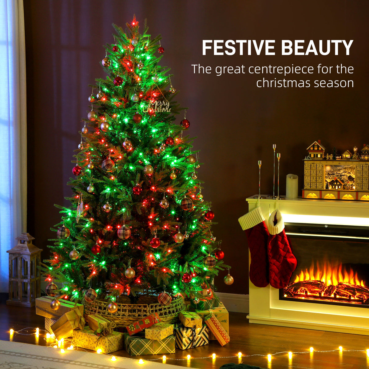 198 cm Artificial Christmas Tree with LEDs