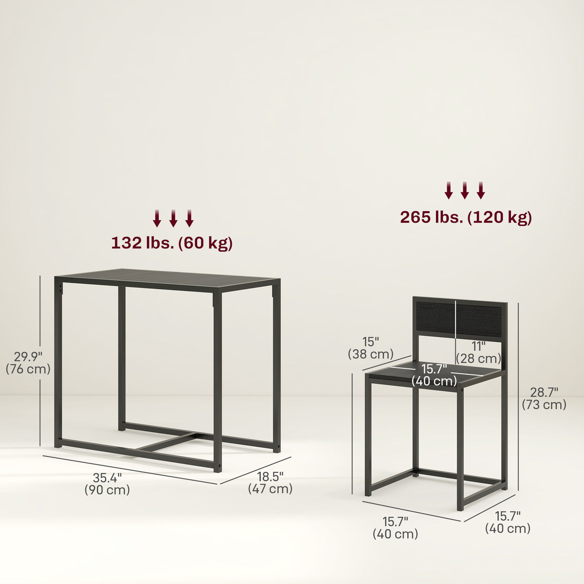 3-Piece Industrial Dining Table Set