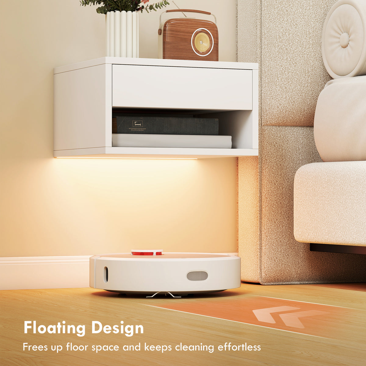 Floating smart LED bedside table — Set of 2