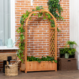 Jardinera elevada con enrejado en arco