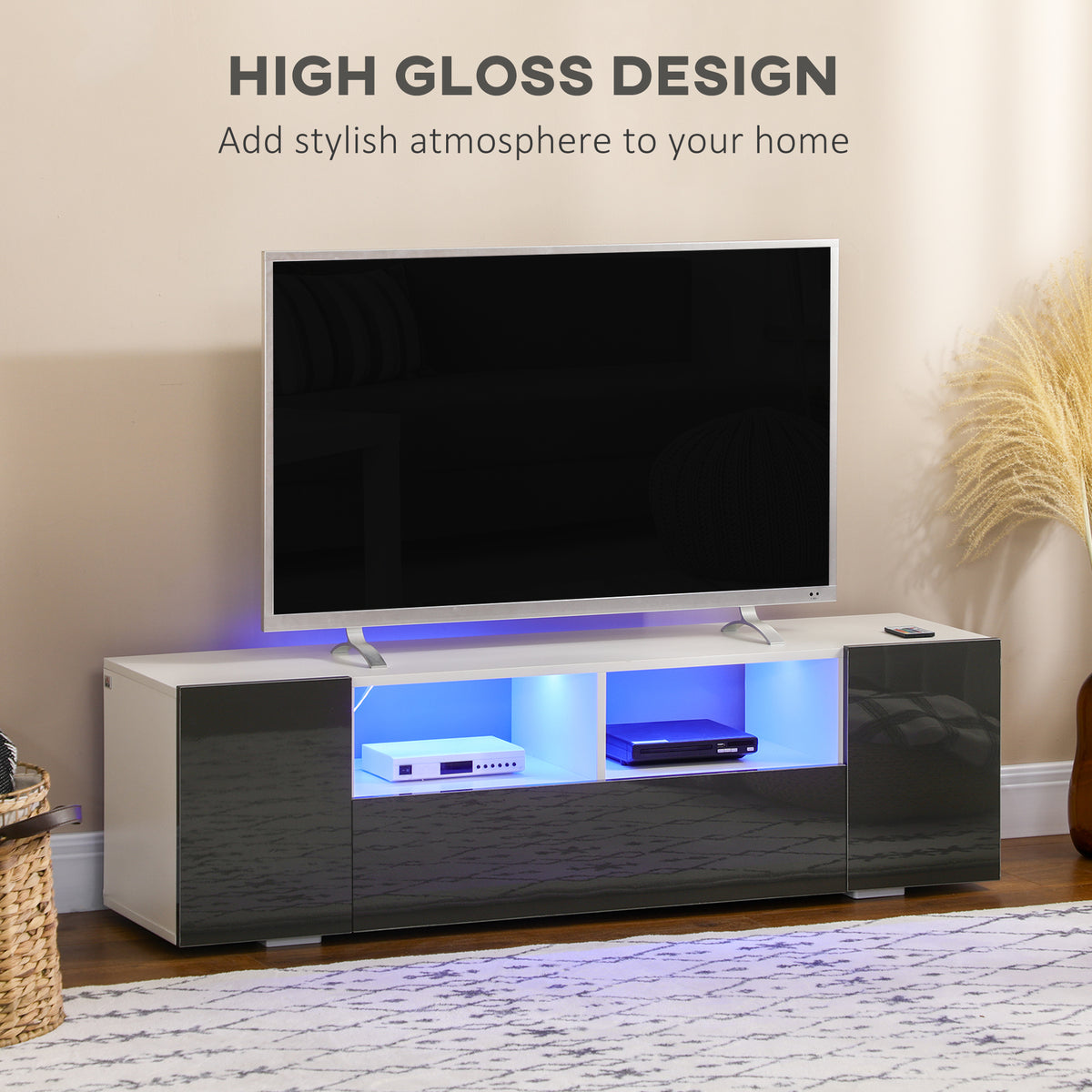 TV Stand with LED Lights and Storage
