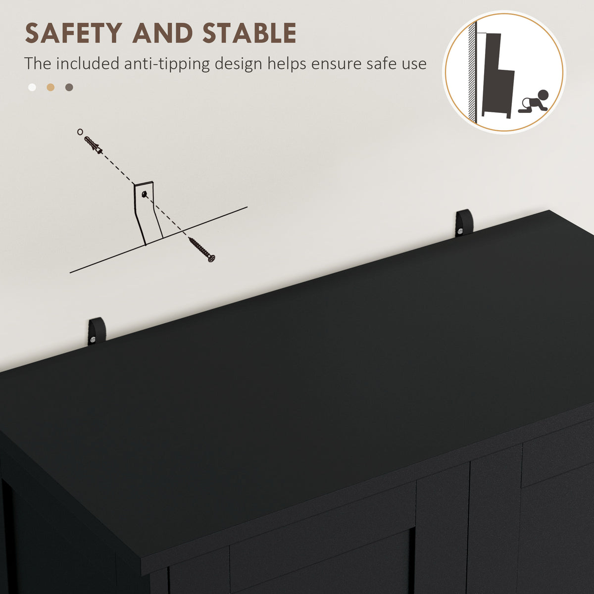 Modern kitchen storage cabinet with doors and drawer