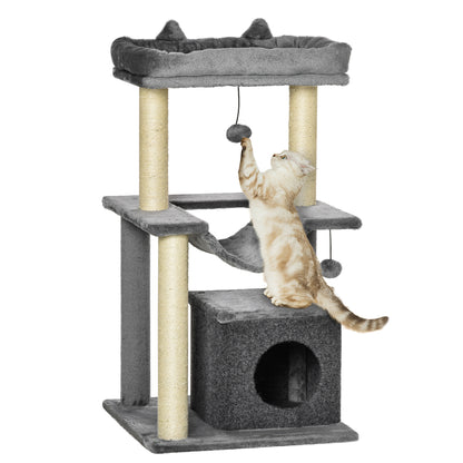 Multi-level Cat Tower 39.25" — Grey