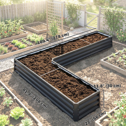 L-Shaped Raised Garden Bed 208 cm Galvanized Steel