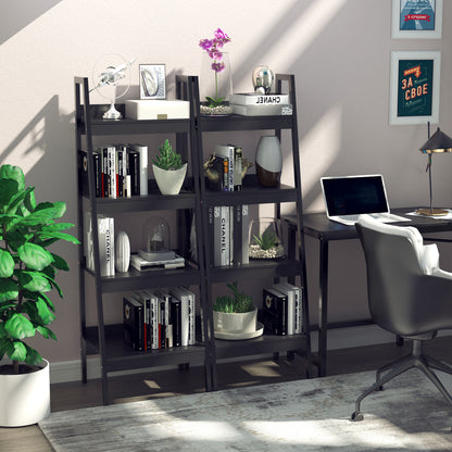 4 Tier Ladder Shelf Bookcase — Set of 2