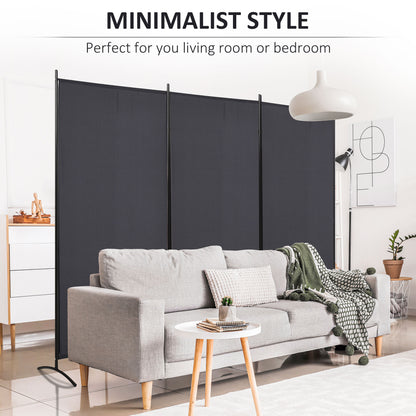 3-Panel Room Divider with Dual-Directional Hinges