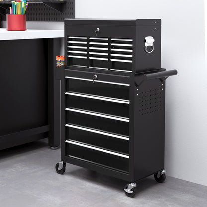Caja de herramientas rodante con 14 cajones con cerradura