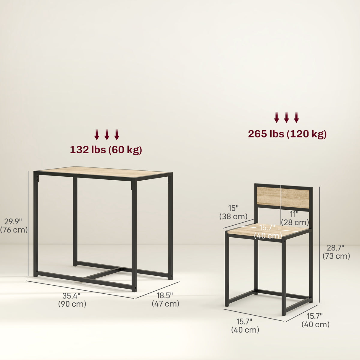 3-Piece Industrial Dining Table Set