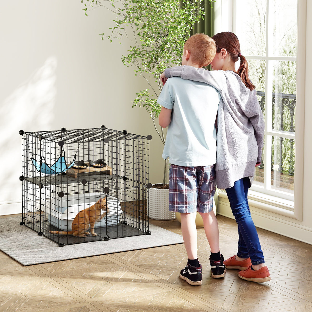 2-Tier Modular Cat Cage Enclosure