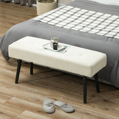 Tufted Corduroy Upholstered Bench with Steel Legs