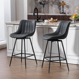 Set of 2 Counter Height Barstools PU Leather