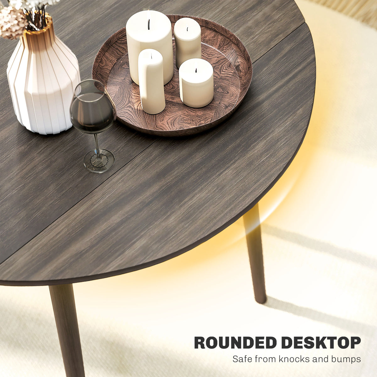 Folding dining table round drop leaf expandable