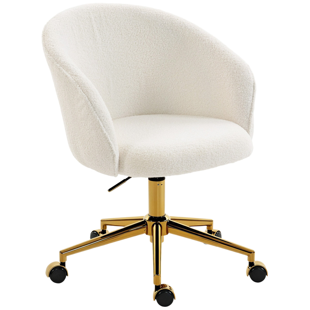 Silla de oficina giratoria y ajustable de felpa teddy
