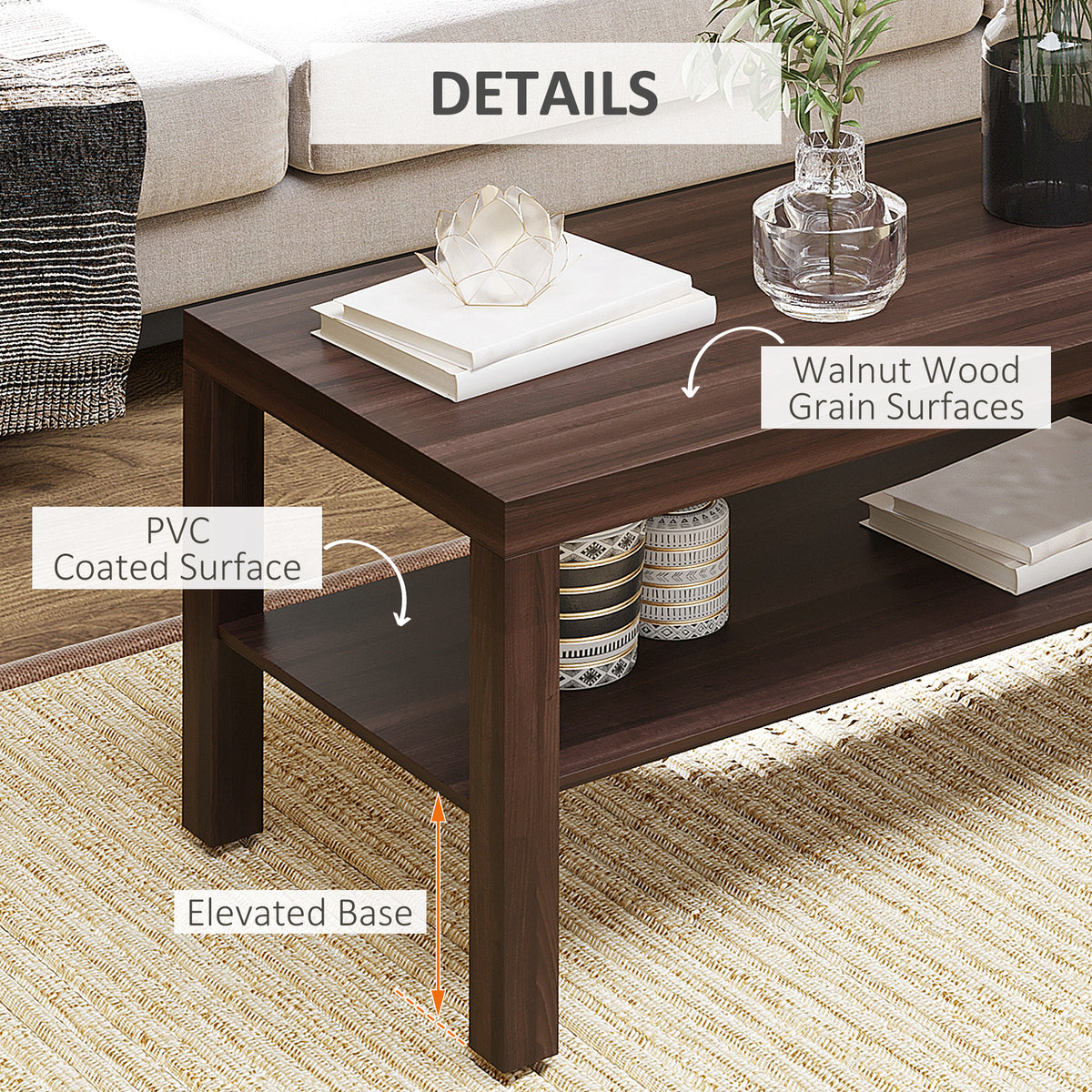 Two-Tier Engineered Wood Coffee Table