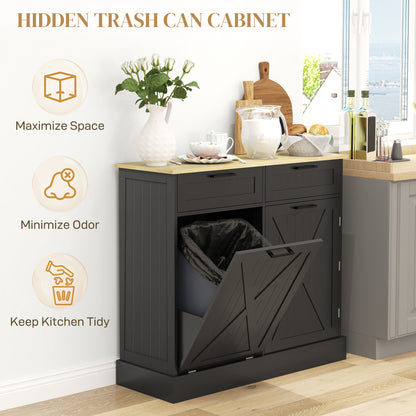 Mueble con cubo de basura oculto y 2 cajones