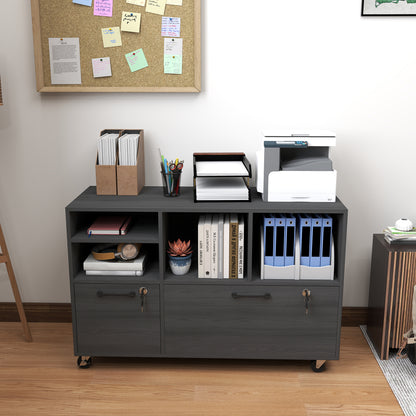 Mobile file cabinet with charging station and lock