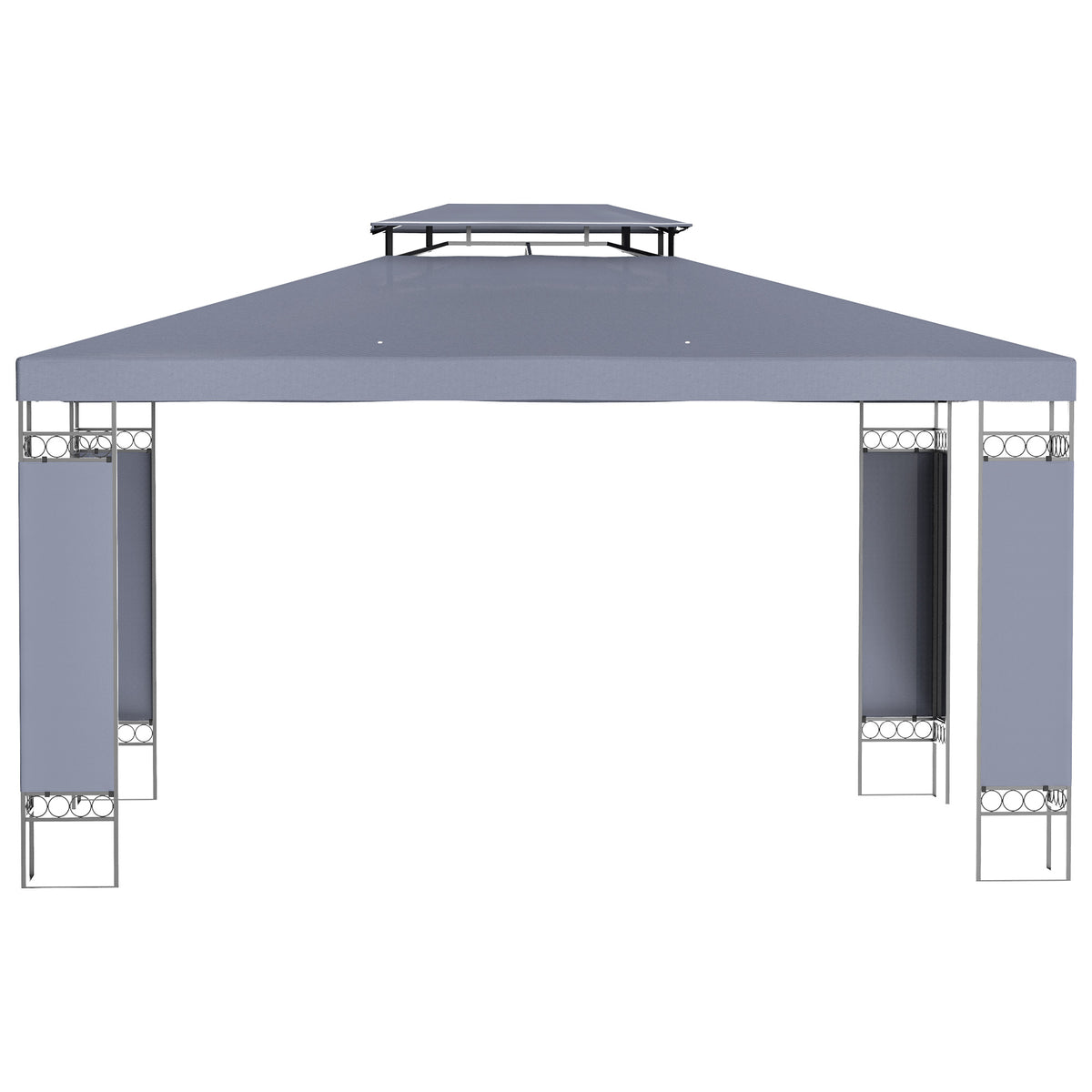 3x4m Grey Double-Roof Outdoor Gazebo