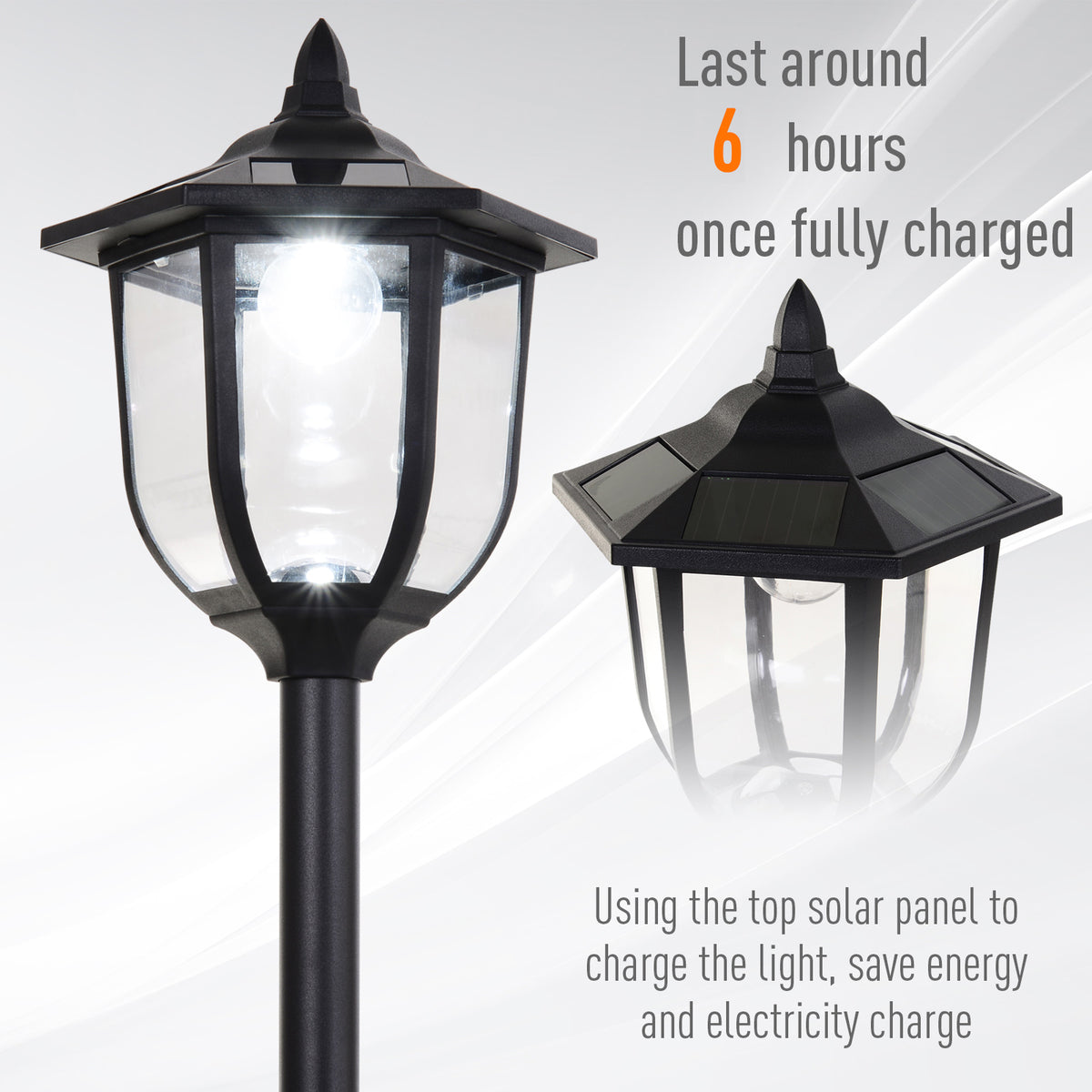 Solar Torch Lights Outdoor 6 LED Water-Resistant