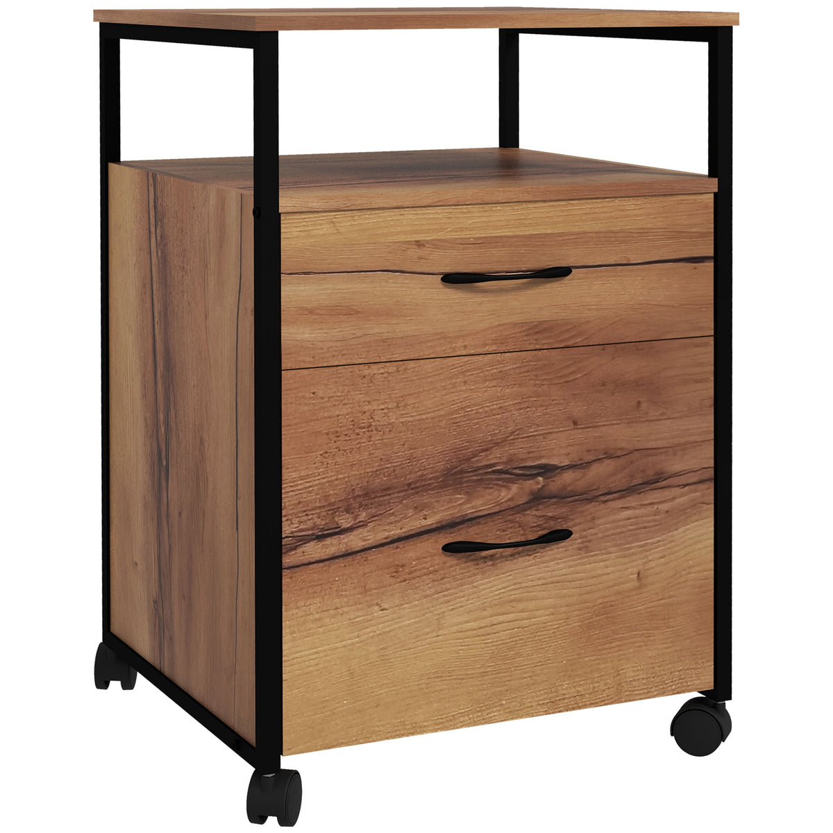 Industrial rolling vertical filing cabinet with drawers