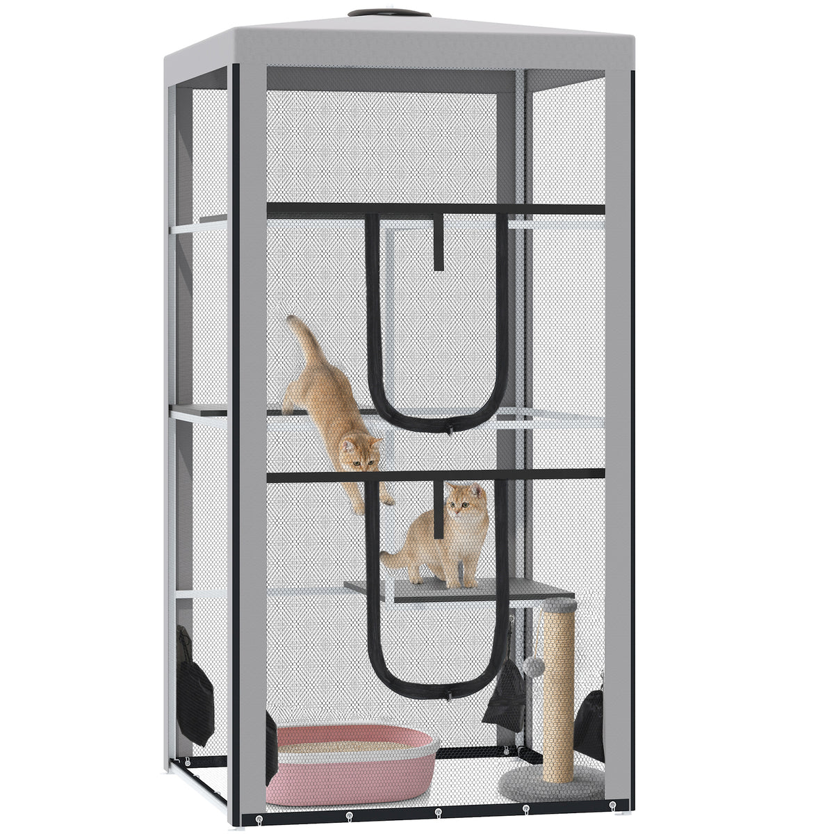 Cercado exterior para gatos con 3 plataformas 201 cm