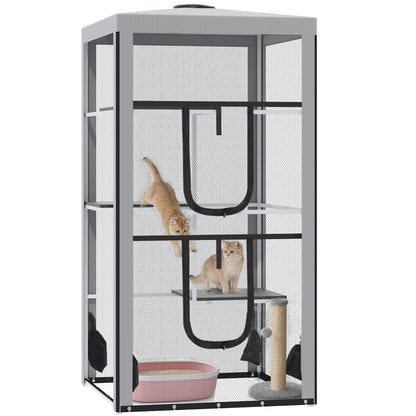 Cercado exterior para gatos con 3 plataformas 201 cm