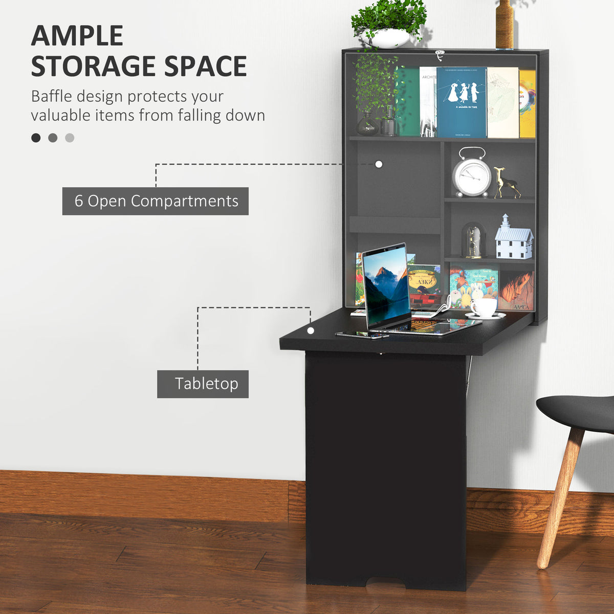 Wall mounted fold out convertible desk