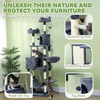 Árbol para gatos multinivel de 81 pulg. con rascadores