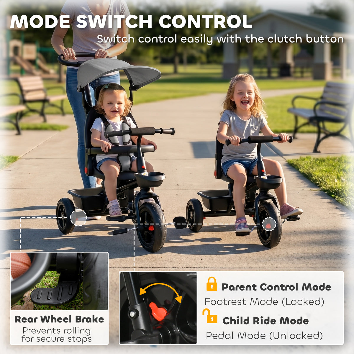 5-in-1 Growing Tricycle with Parent Handle