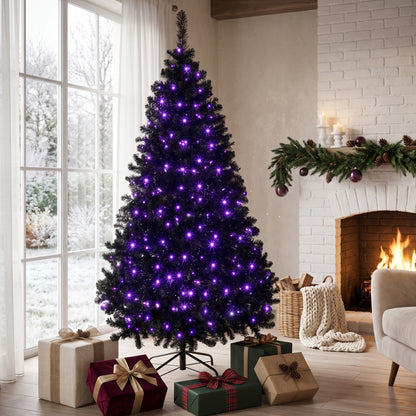 6ft Pre-lit Black Christmas Tree — Purple LED Lights