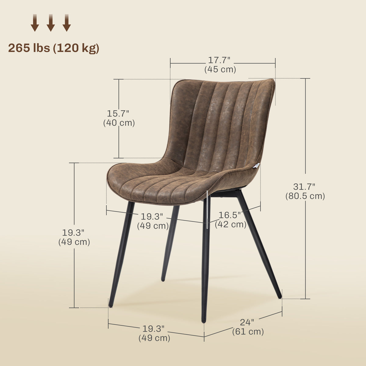 Juego de 2 sillas de comedor — marrón