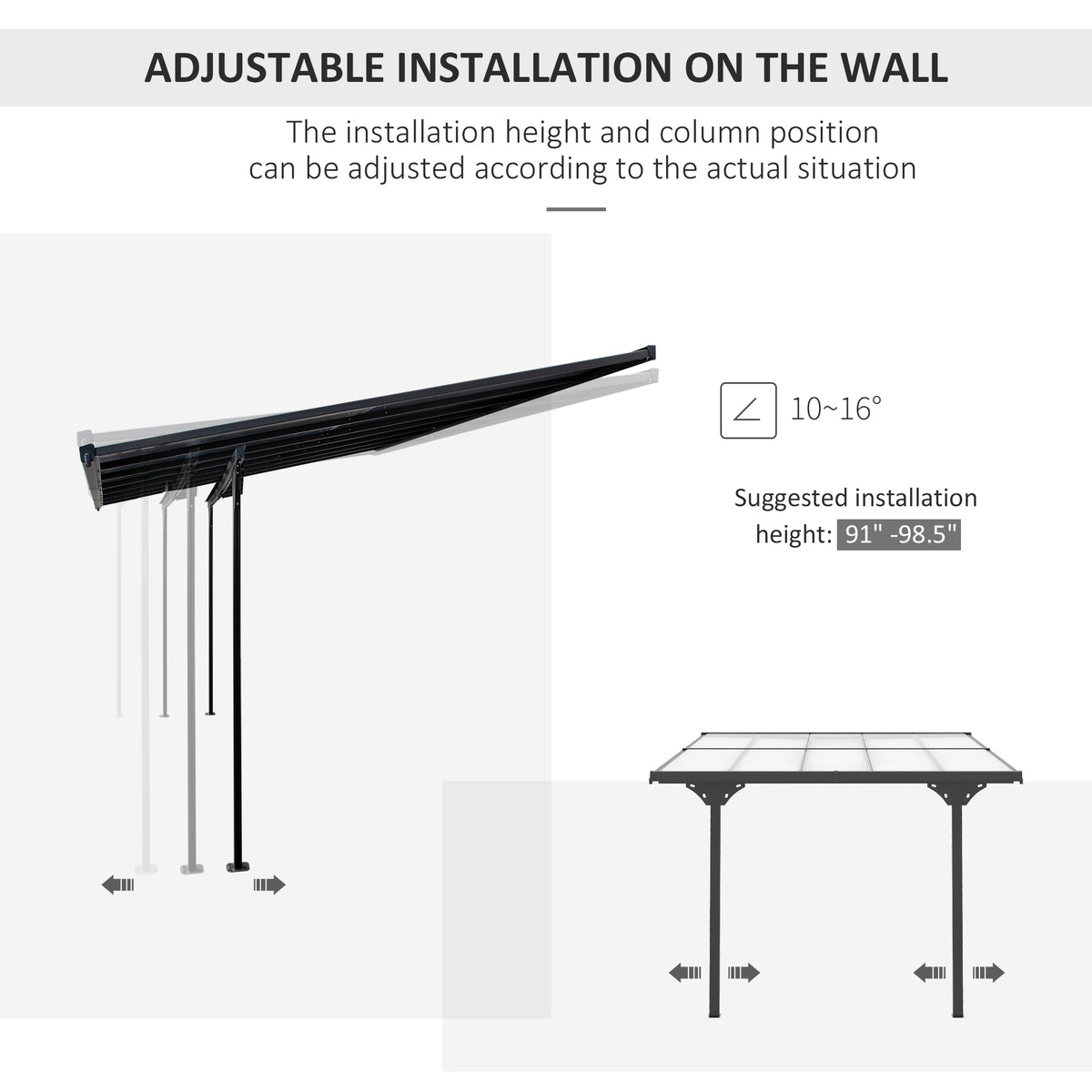 Outdoor hardtop pergola gazebo 10' x 10' — aluminum